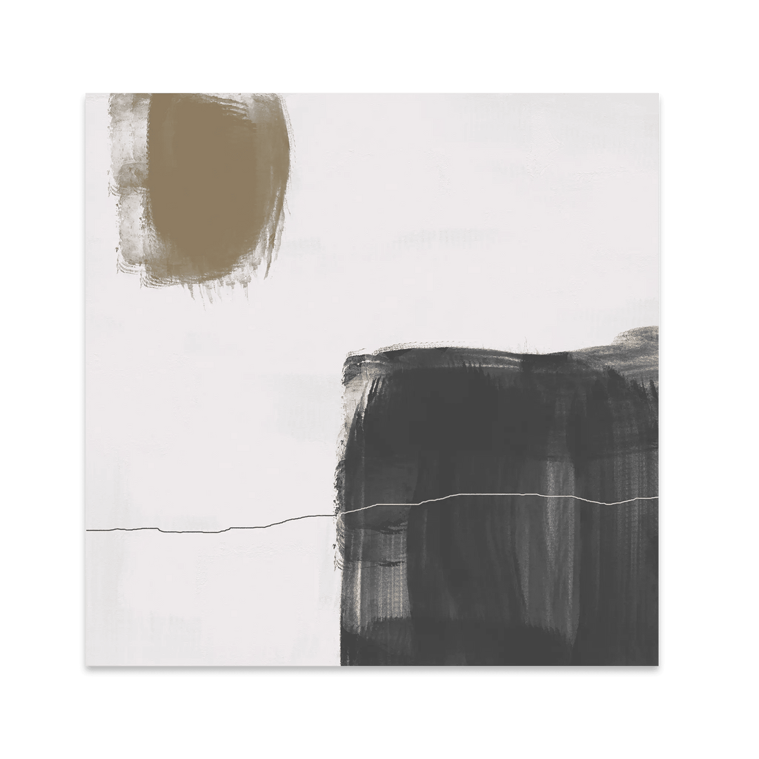 Olive & Black Brushstroke Abstract Poster | Minimalist Square Wall Art | Modern Decor - Evergreen Posters