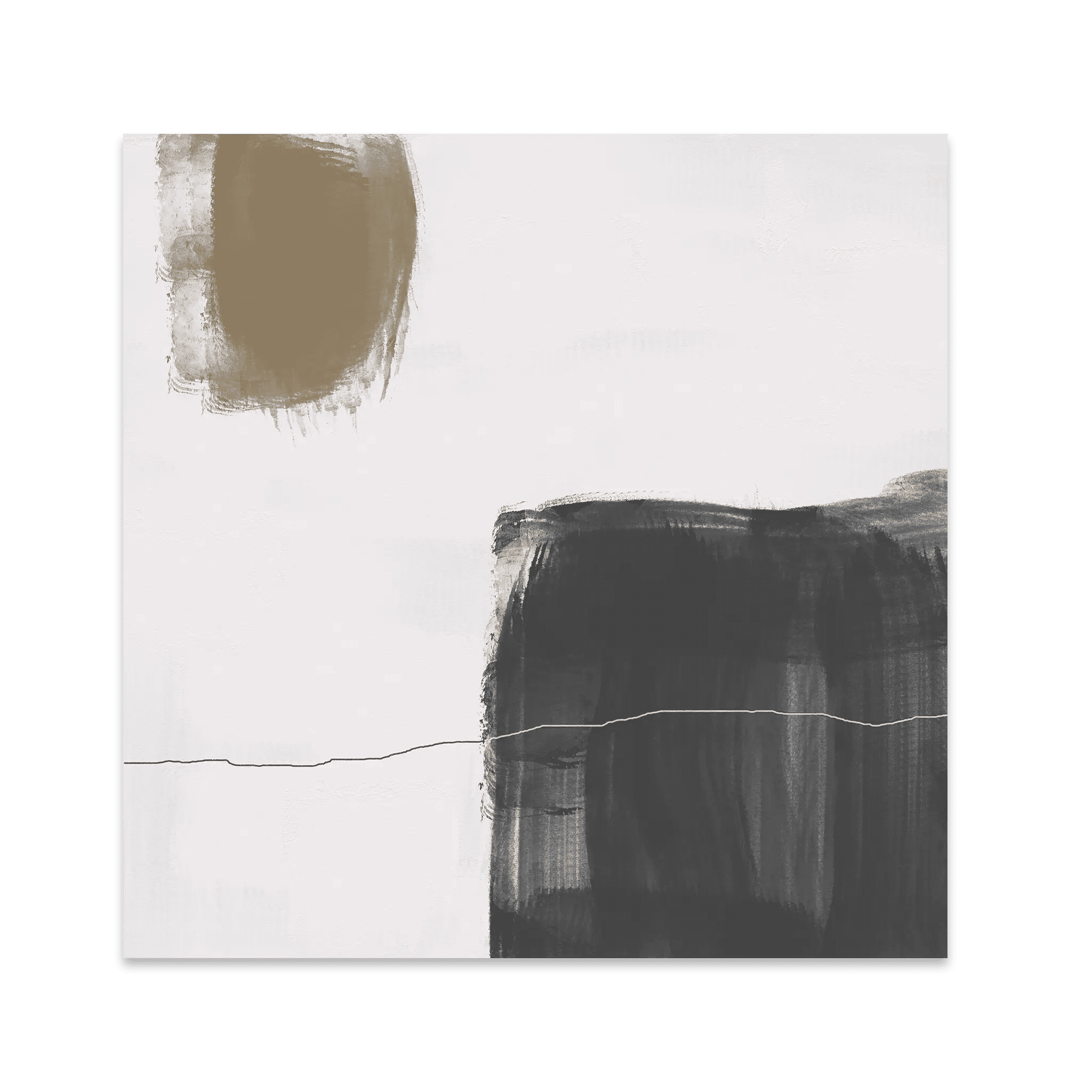 Olive & Black Brushstroke Abstract Poster | Minimalist Square Wall Art | Modern Decor - Evergreen Posters