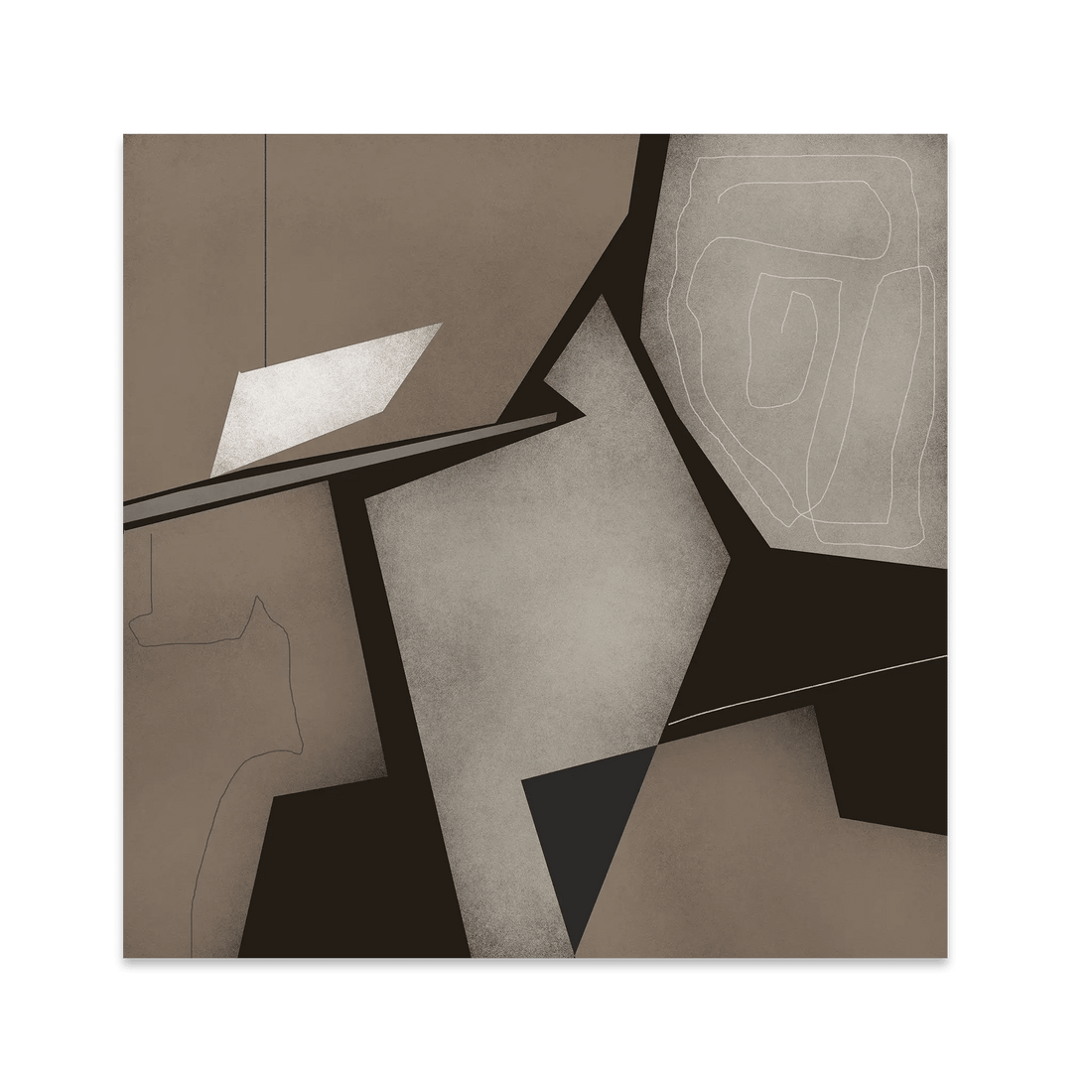 Taupe & Black Geometric Abstract Poster | Modern Square Wall Art | Neutral Decor Print - Evergreen Posters