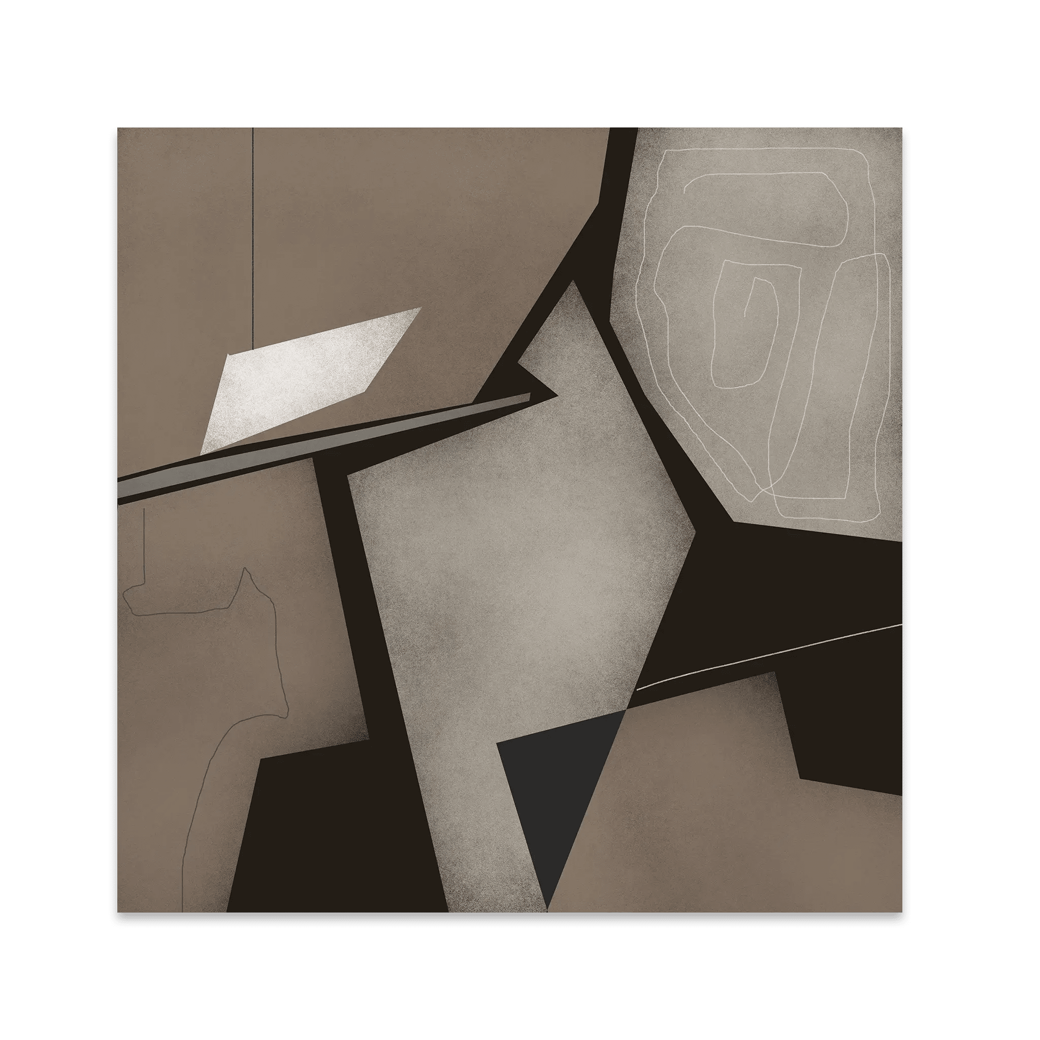Taupe & Black Geometric Abstract Poster | Modern Square Wall Art | Neutral Decor Print - Evergreen Posters